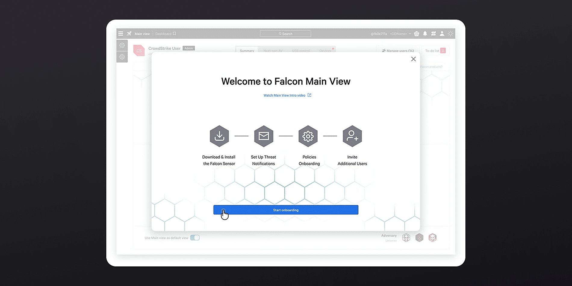 CrowdStrike Falcon Go dashboard showing easy-to-use interface for small business cybersecurity management